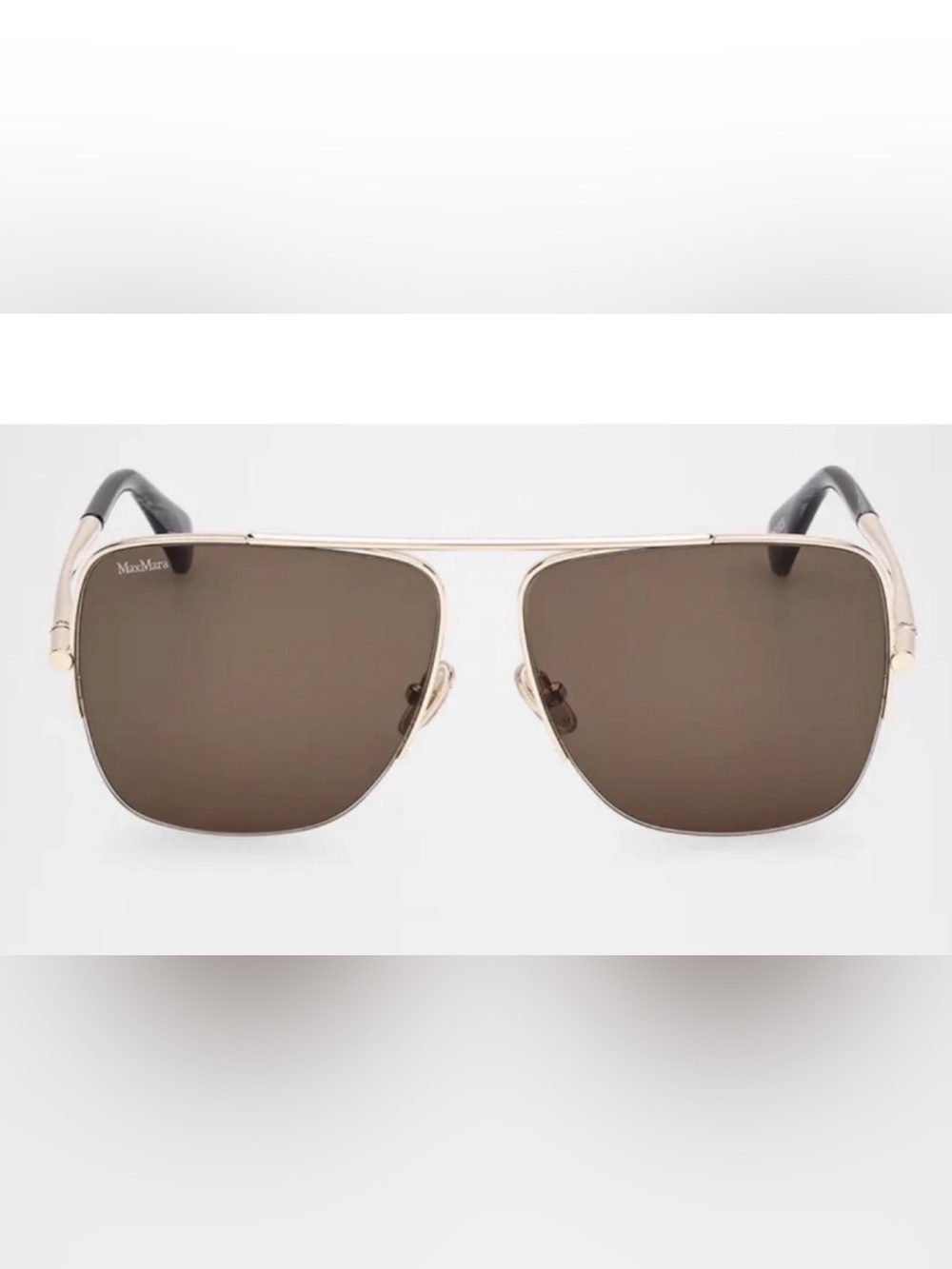 MaxMara Gold and Brown Aviator Sunglasses
